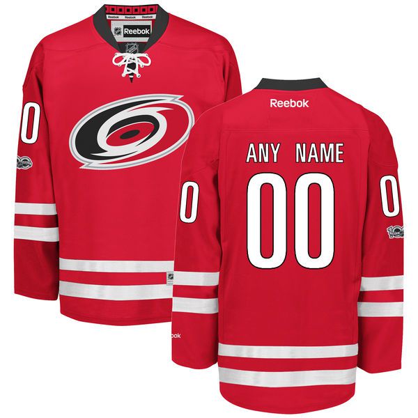 Men Carolina Hurricanes Reebok Red Custom Home Centennial Patch Premier NHL Jersey->->Custom Jersey